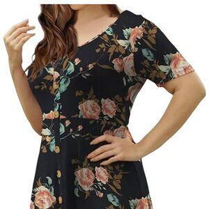 VOIANLIMO 4X Women’s Summer Short‎ Sleeve Button Down Dress
